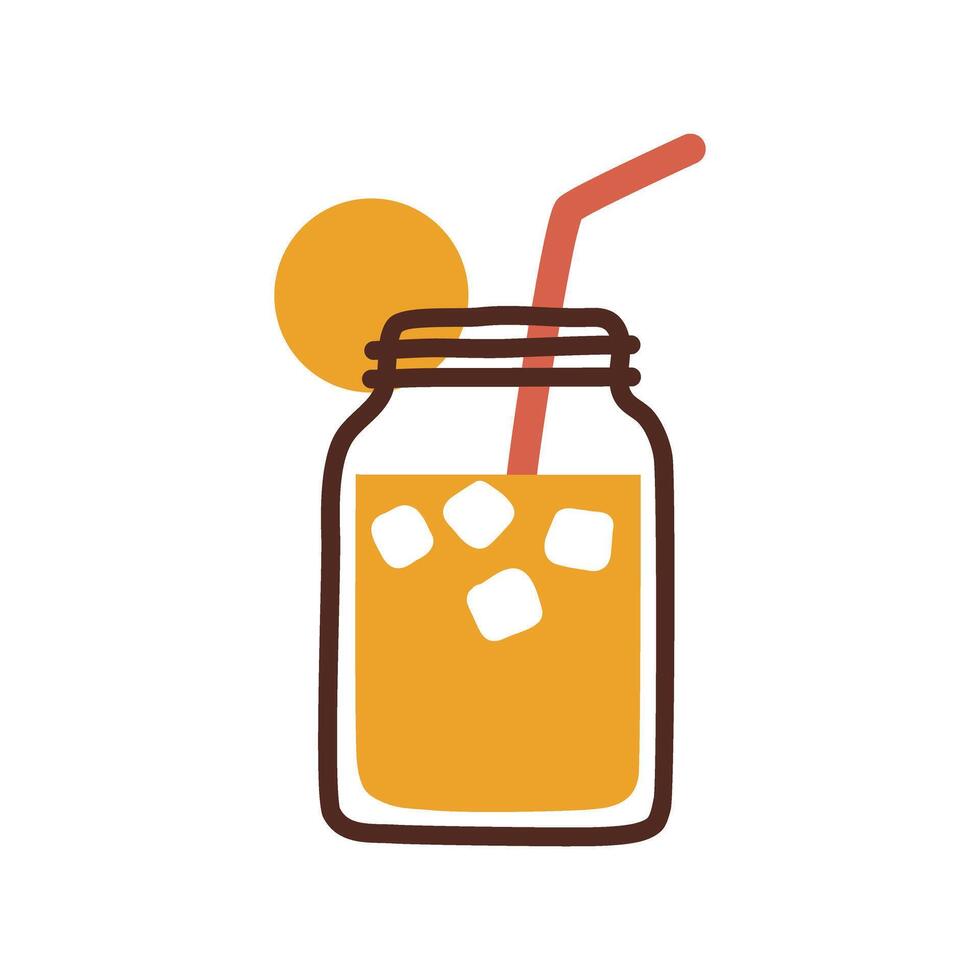 Refreshing Drink Lemonade. Summer Lemon Drink in Bottle with Straw. Beverages Lemon Mojito Illustration. vector