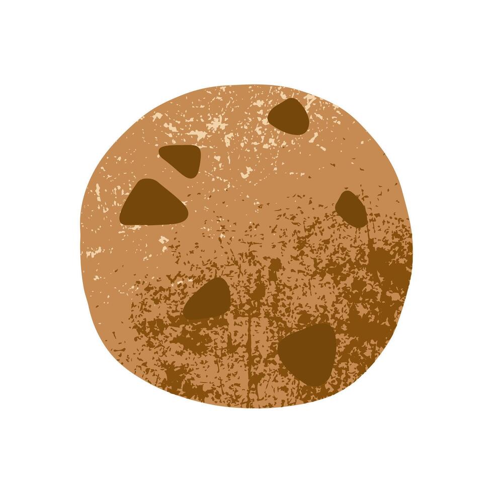 Sweet chocolate chip cookie cartoon bakery illustration. Baking and cafe element cookies vector