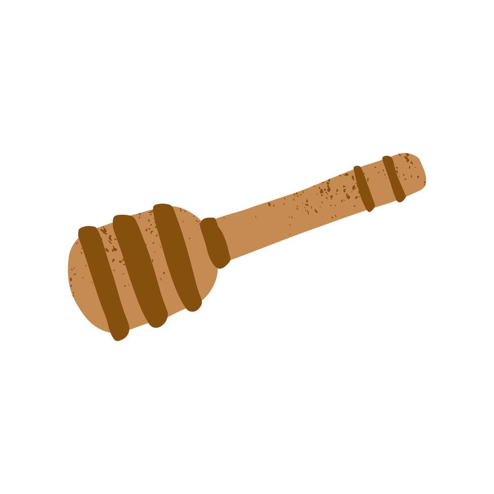 Hand drawn cute honey dipper wooden spoon food kitchen utensil tool illustration vector