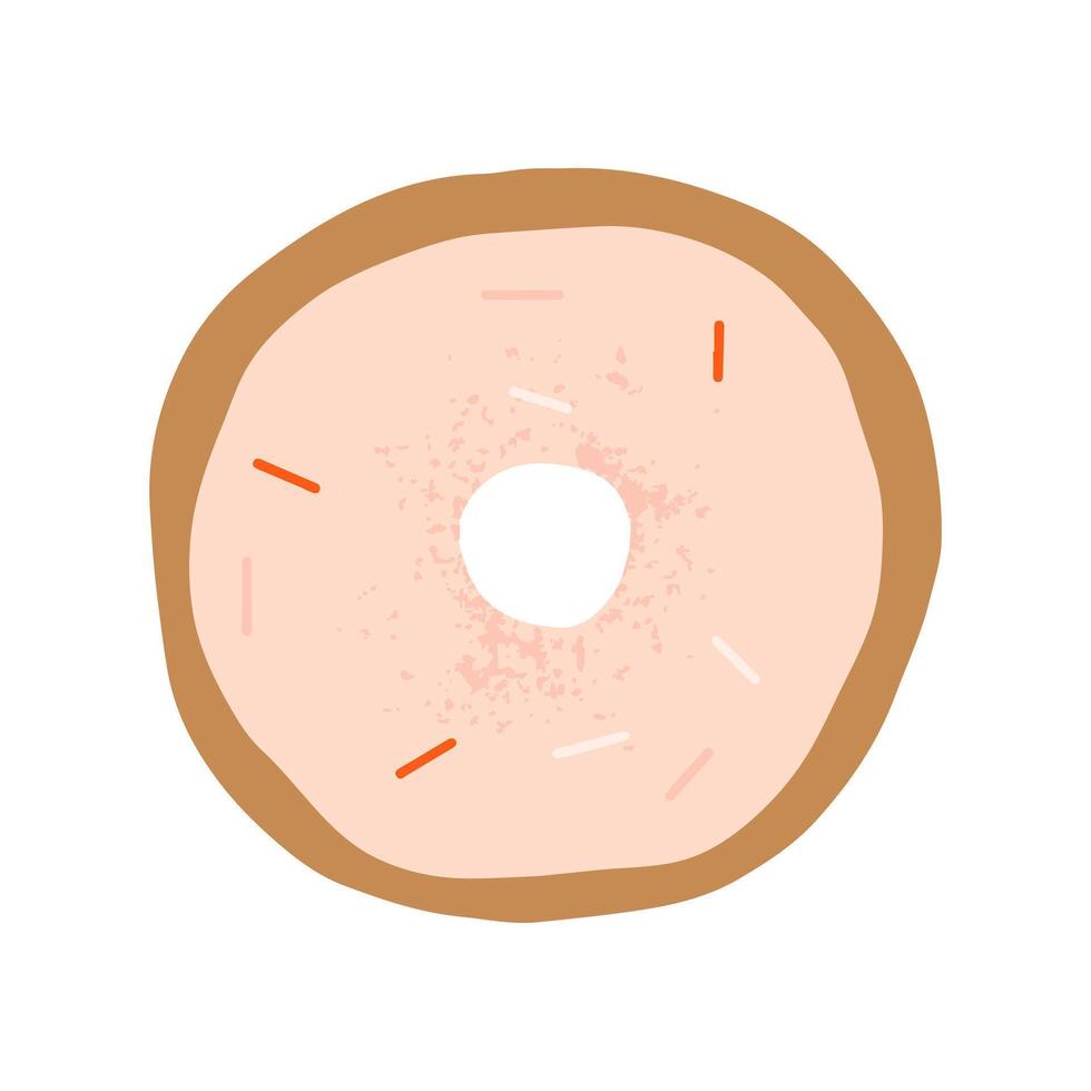 Cute frosted pink donut sprinkle dessert or confectionery for street cafe menu illustration vector