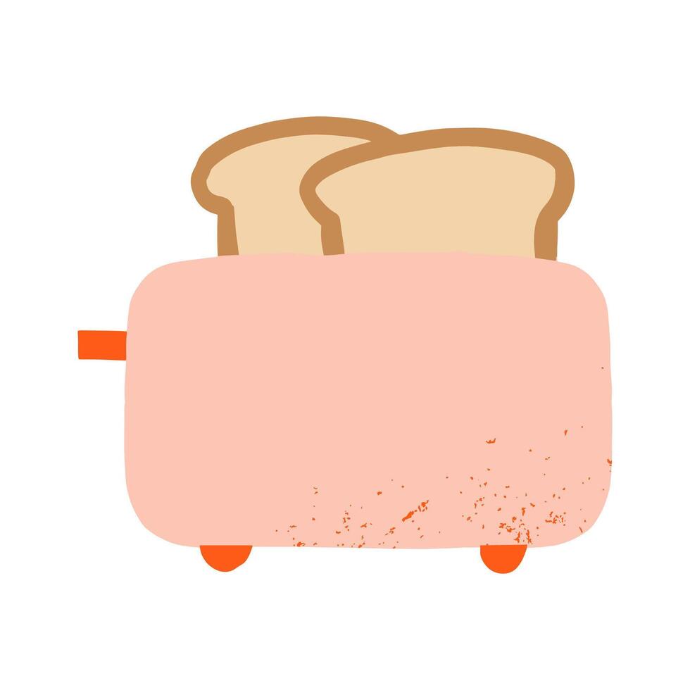 Hand drawn cute cafe element bread toaster breakfast appliance kitchen and cooking tools or equipment vector