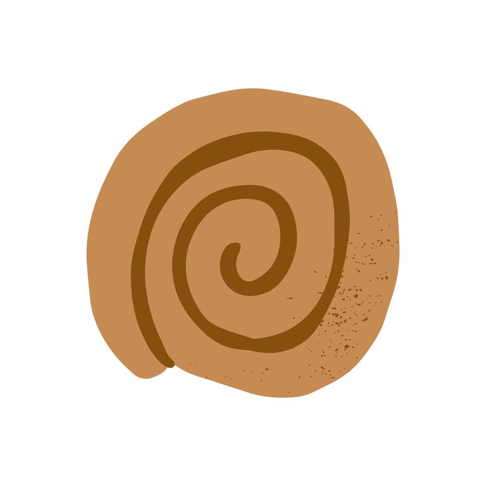 Rustic organic bakery bread element sweet rolled cinnamon bun pastry dessert illustration baked starchy food concept vector