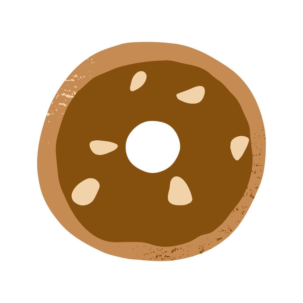 Hand drawn cafe food element almond doughnut bread bakery and pastry illustration vector