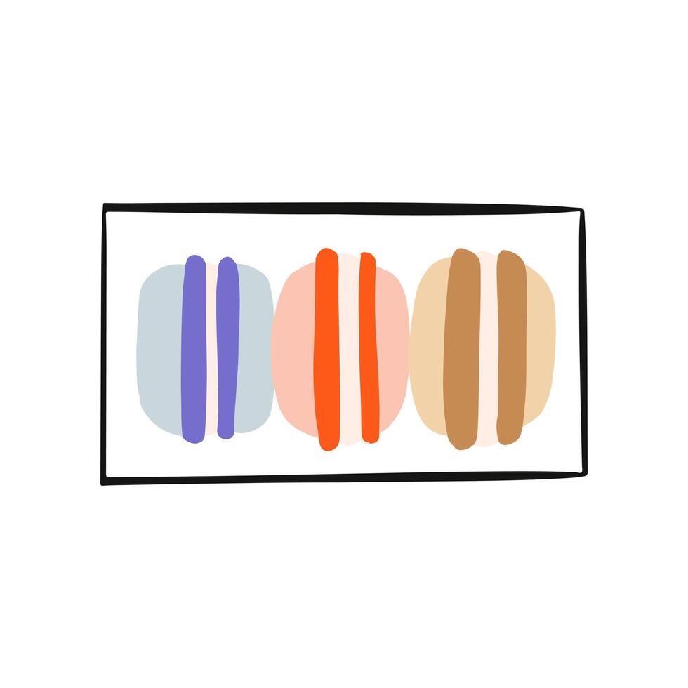 Cafe element assorted flavored french macaroon in cardboard boxes illustration vector