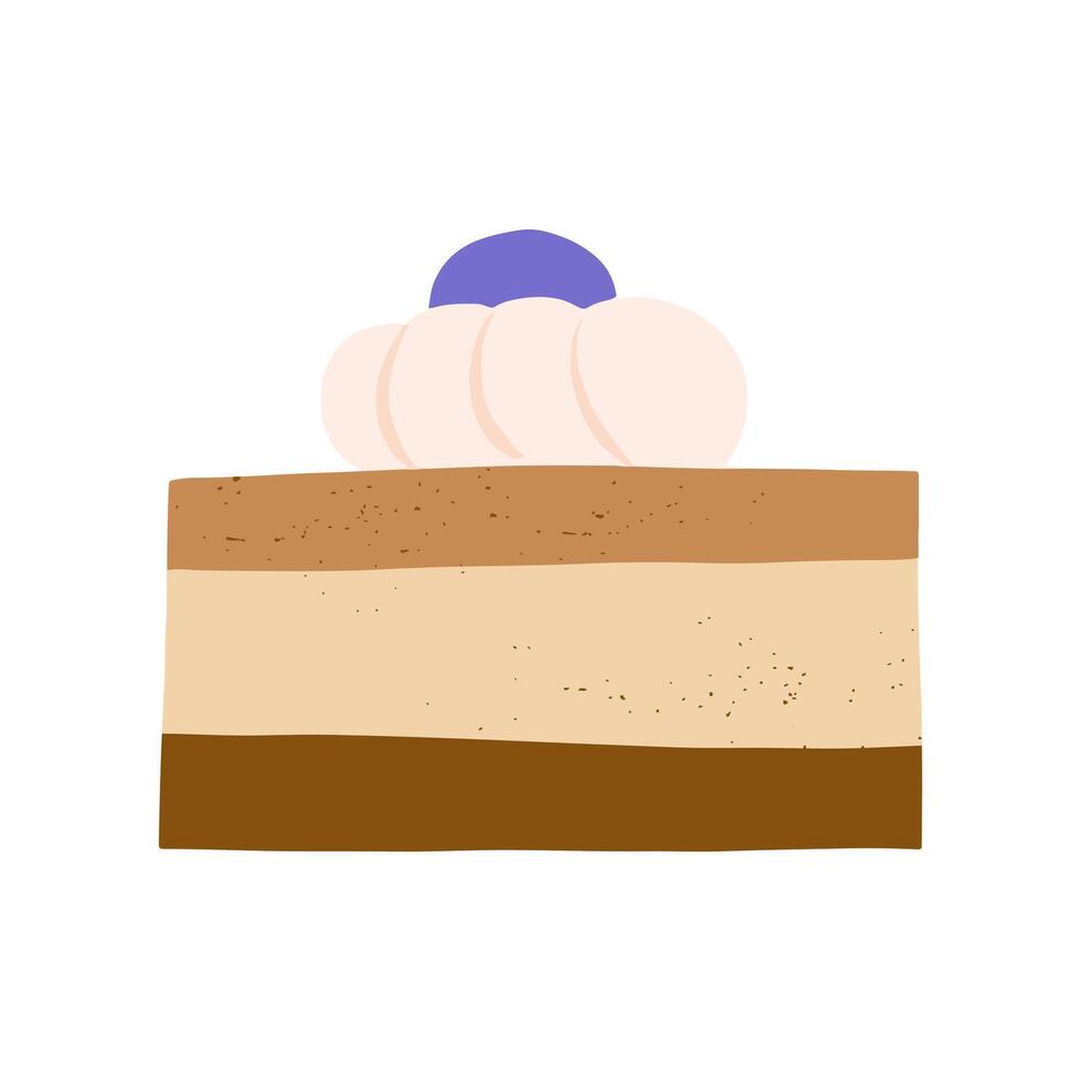 Abstract blueberry cheesecake with chocolate dessert bakery and pastry cafe element cartoon illustration vector