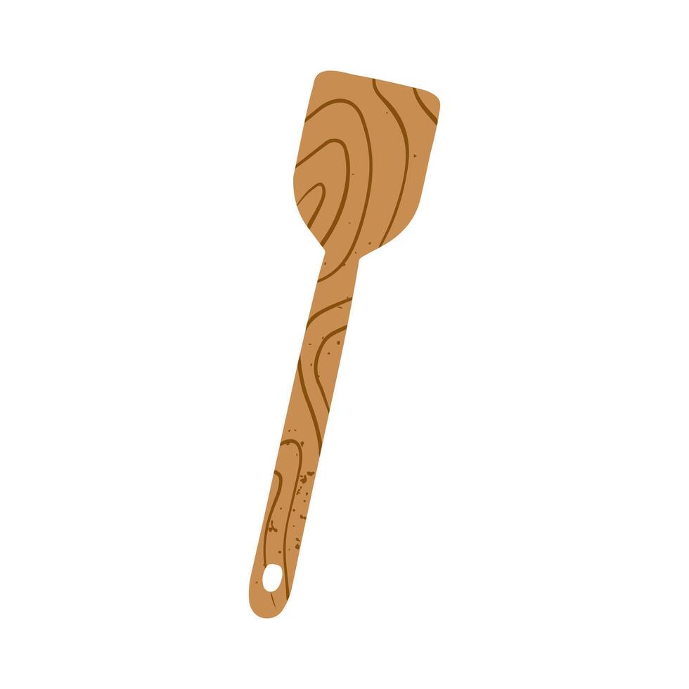 Kitchen cooking utensil or wooden baking spatula icon illustration. Bakery and pastry stuff element vector