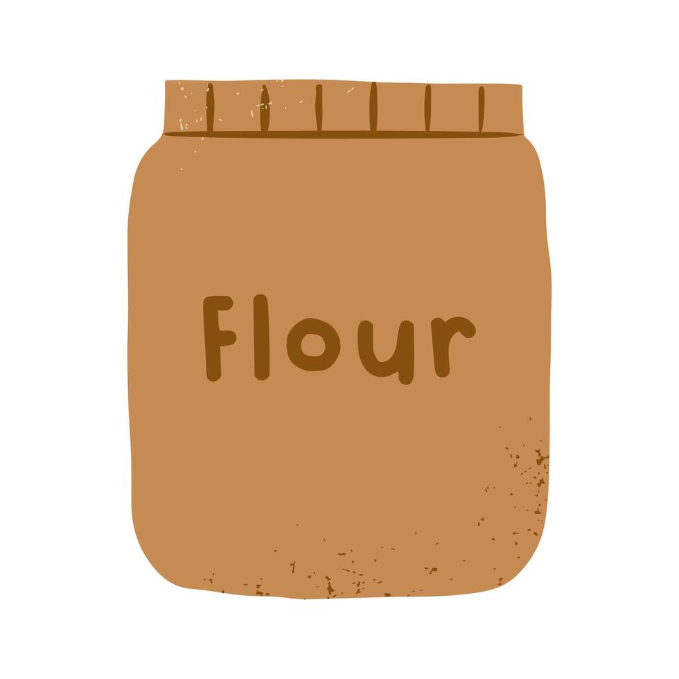 Kitchen cooking utensil baking Flour icon illustration. Bakery and pastry stuff elements. vector
