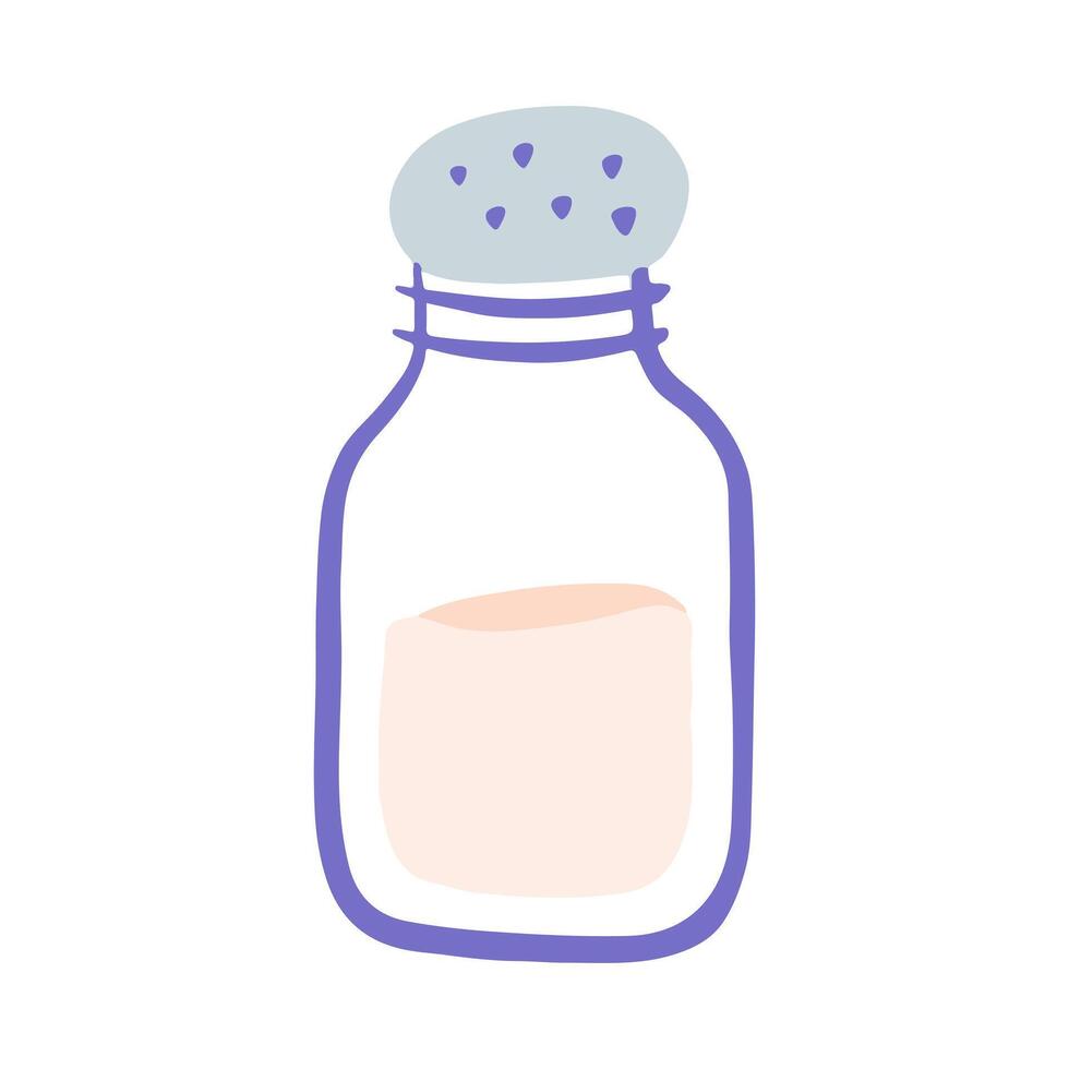 Kitchen cooking utensil food salt glass shaker icon illustration. Baking bakery and pastry stuff element vector