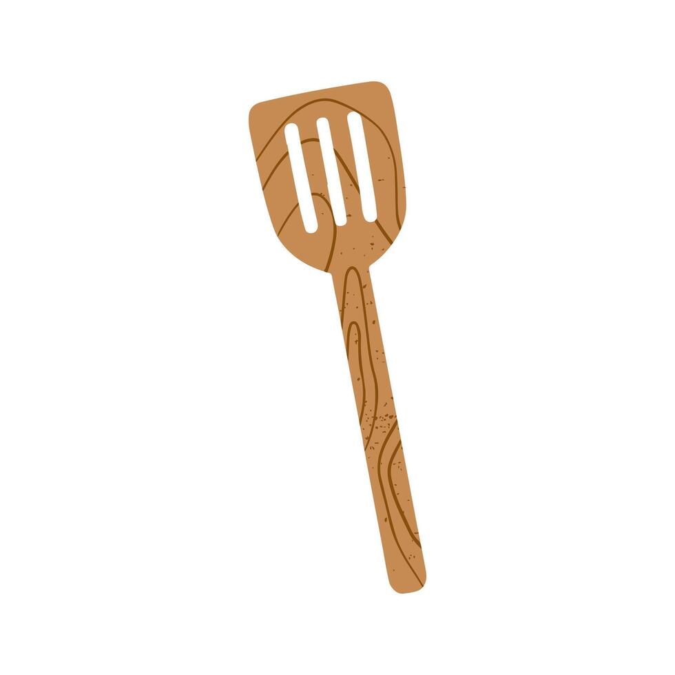 Kitchen cooking utensil wooden spatula cooking tool icon illustration. Baking bakery and pastry stuff element vector