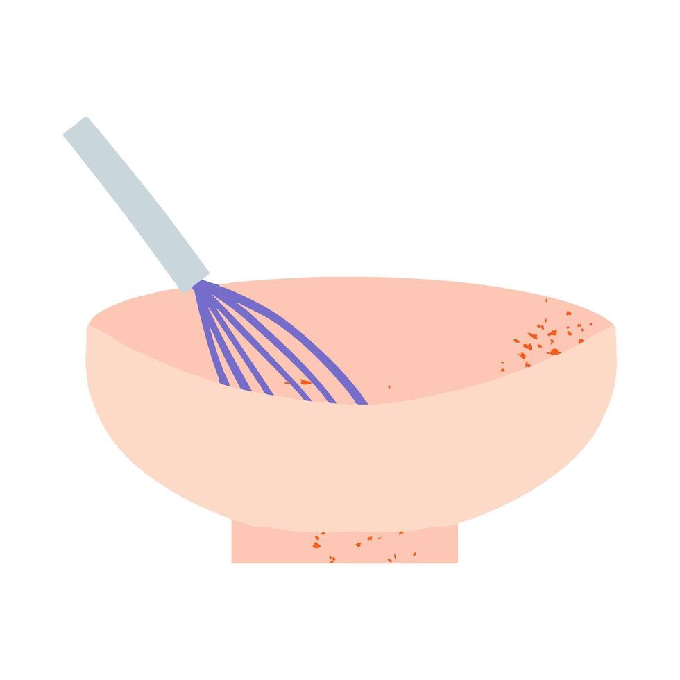 Kitchen cooking utensil baking bowl and mixer icon illustration. Bakery and pastry stuff element vector