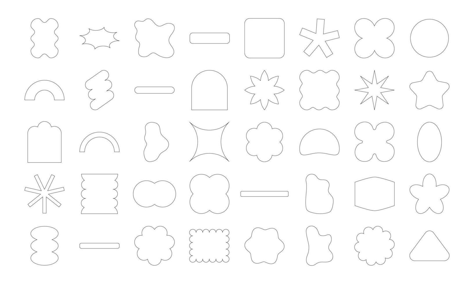 Lined abstract hand drawn geometric shapes and doodle objects including oval rectangle line flower and bling Perfect for branding packaging prints and social media posts vector