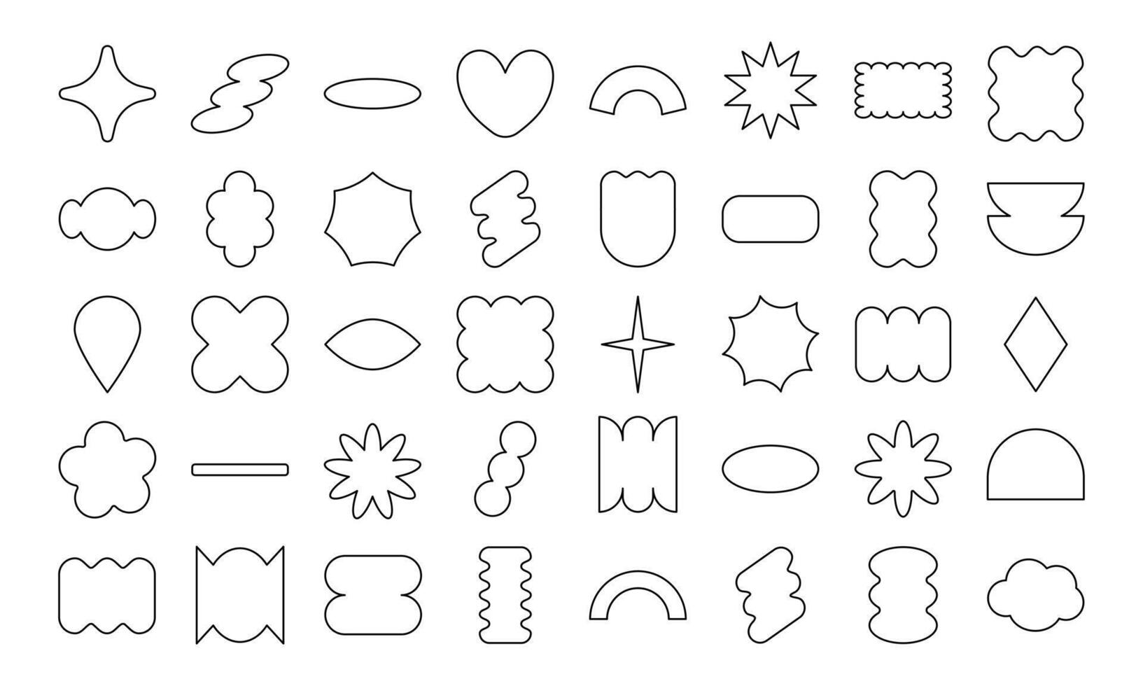 Hand drawn abstract geometric shapes with bold lines including oval rectangle line flower and bling Perfect for branding packaging prints and social media posts vector