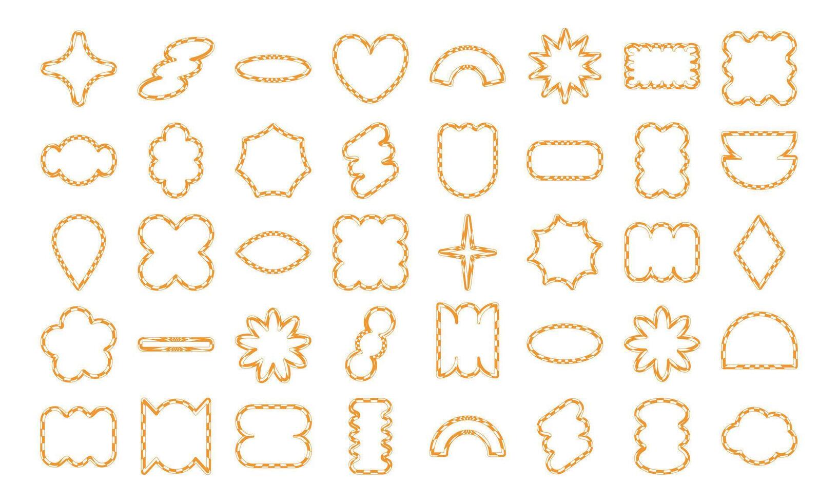 Abstract candy cane-themed shapes with oval, rectangle, line, flower, and sparkle designs. Ideal for branding, packaging, prints, and social media. vector