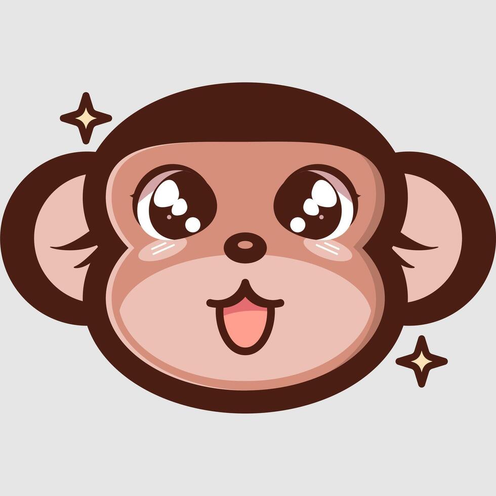 CUTE MONKEY KAWAII BROWN vector