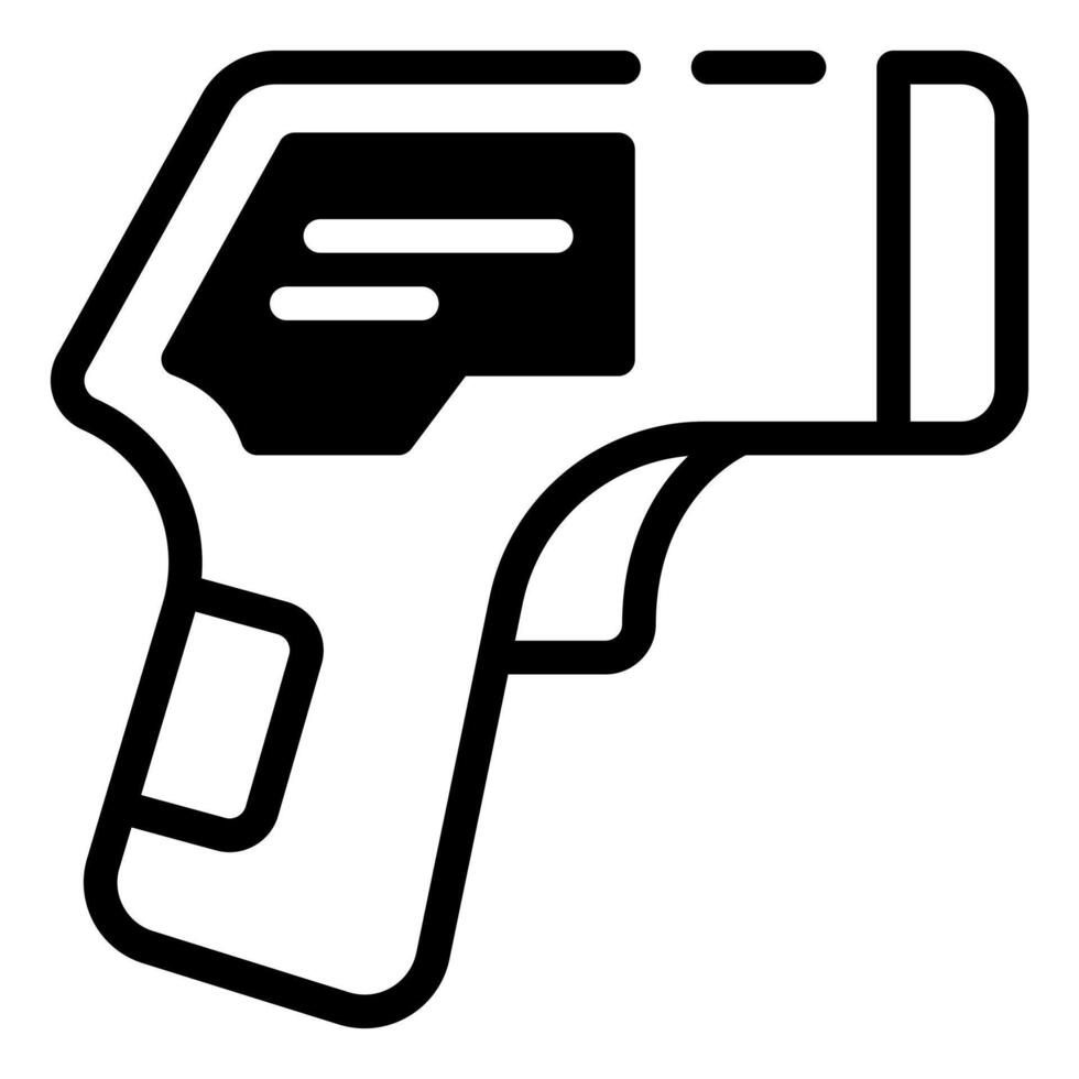 A black and white drawing of a thermometer gun vector