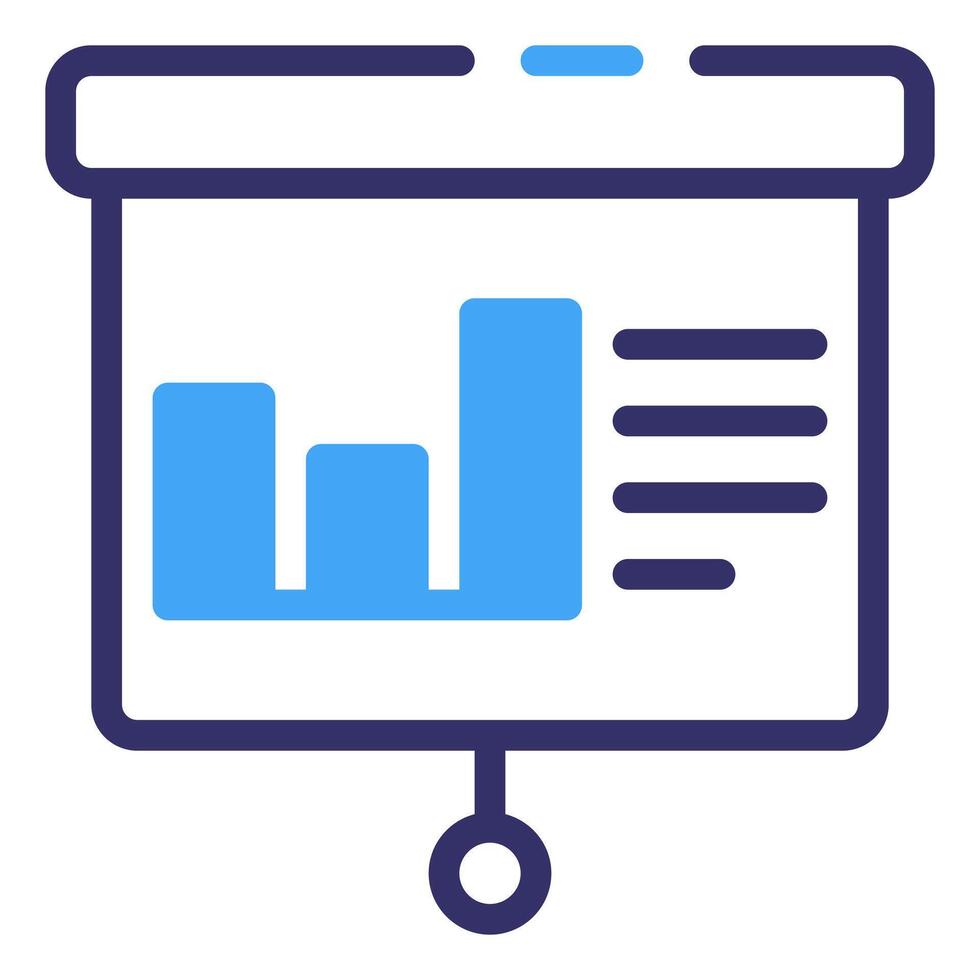 A presentation icon with a bar chart vector