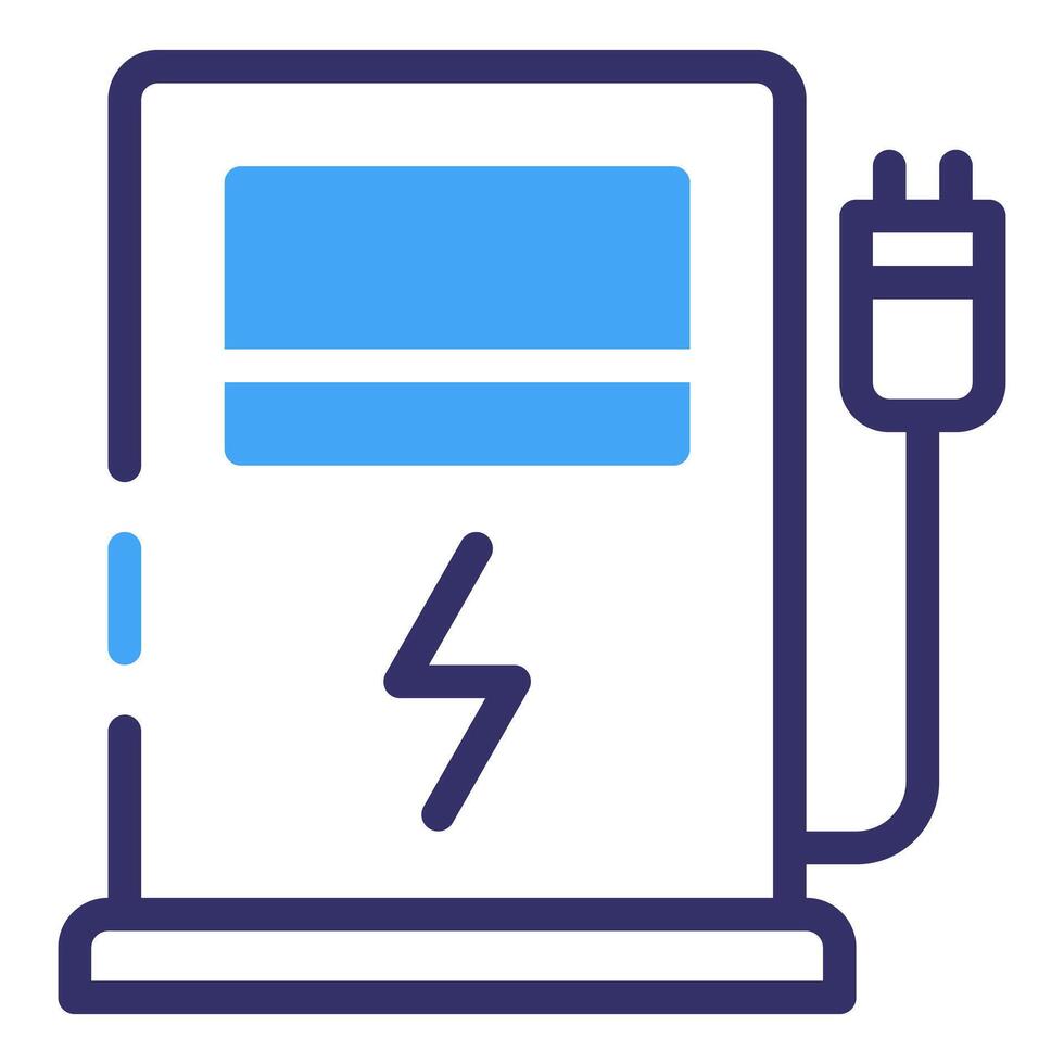 A blue icon of a charging station vector
