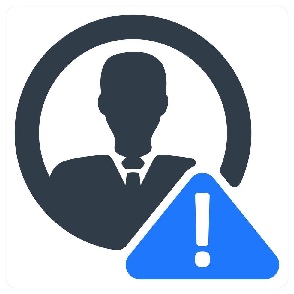 A man in a suit is shown with a blue warning sign vector