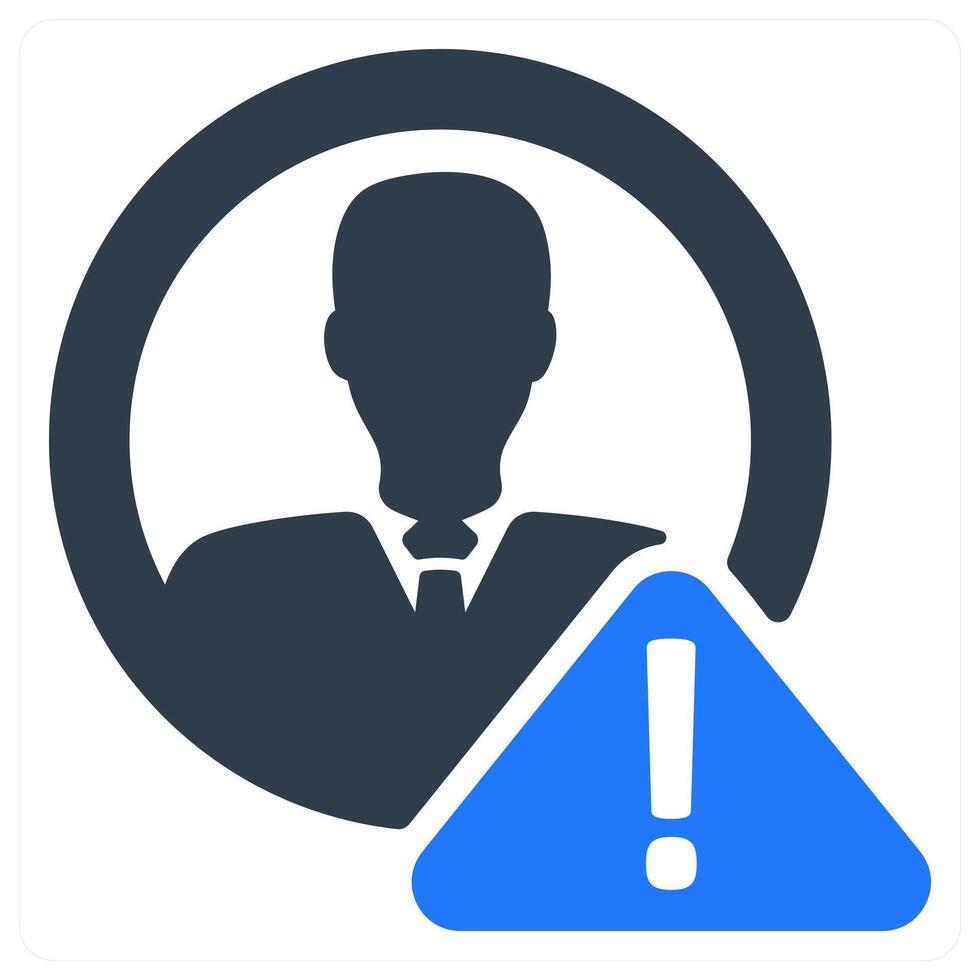 A man in a suit is shown with a blue warning sign vector