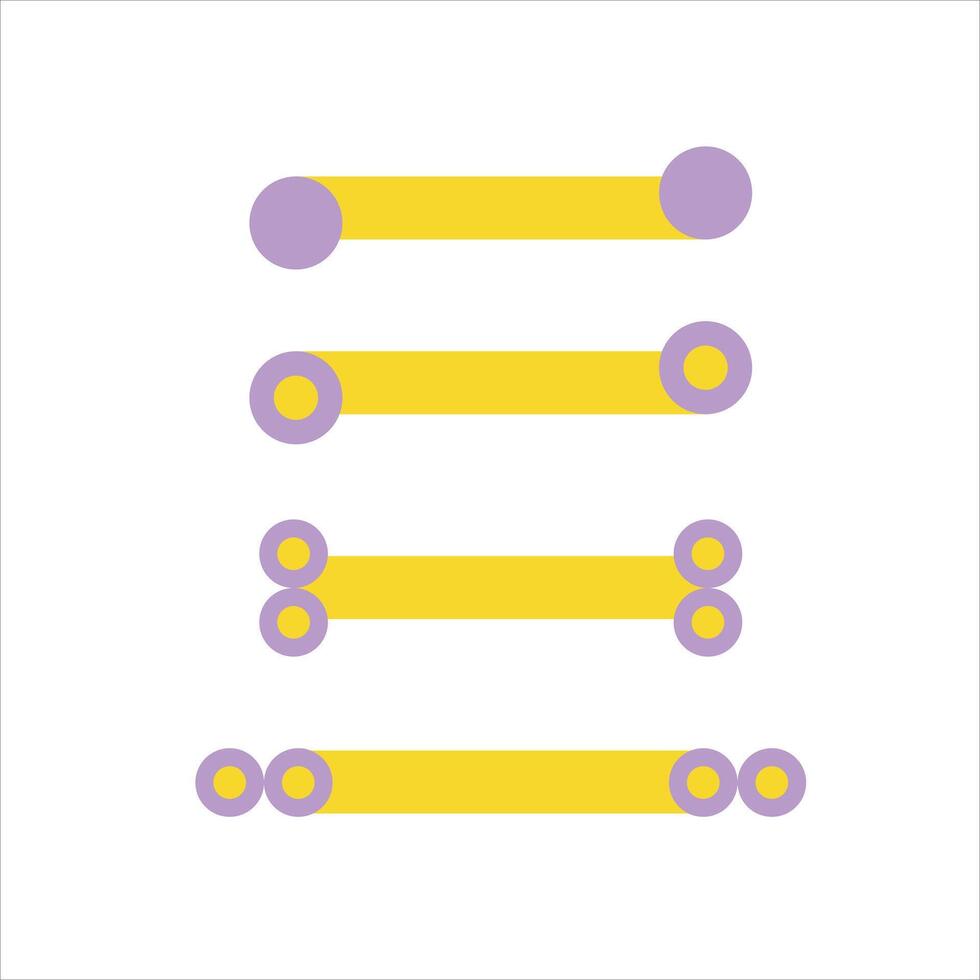 A line of yellow and purple dots on a white background vector