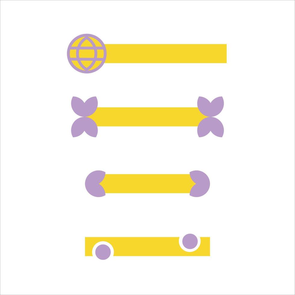 A set of four purple and yellow ribbons vector