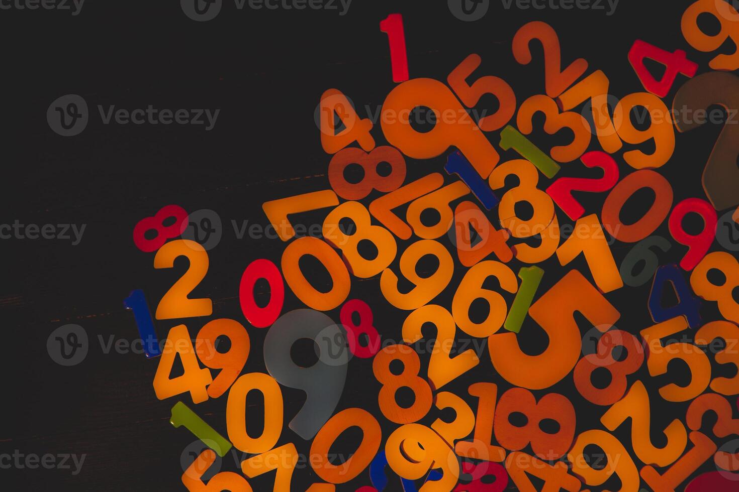 Abstract Mathematical Numbers on a Dark Background. Finance and Data Concept. Futuristic Digital Design. Cyber Tech Theme photo