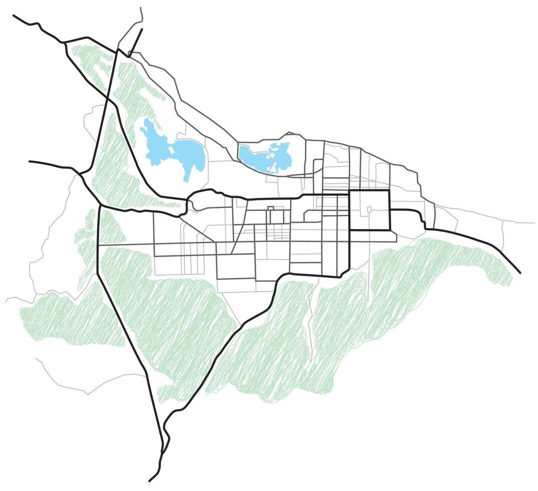City map of Mandalay. Town streets on the plan. Urban environment with river and forest and parks, architectural background vector