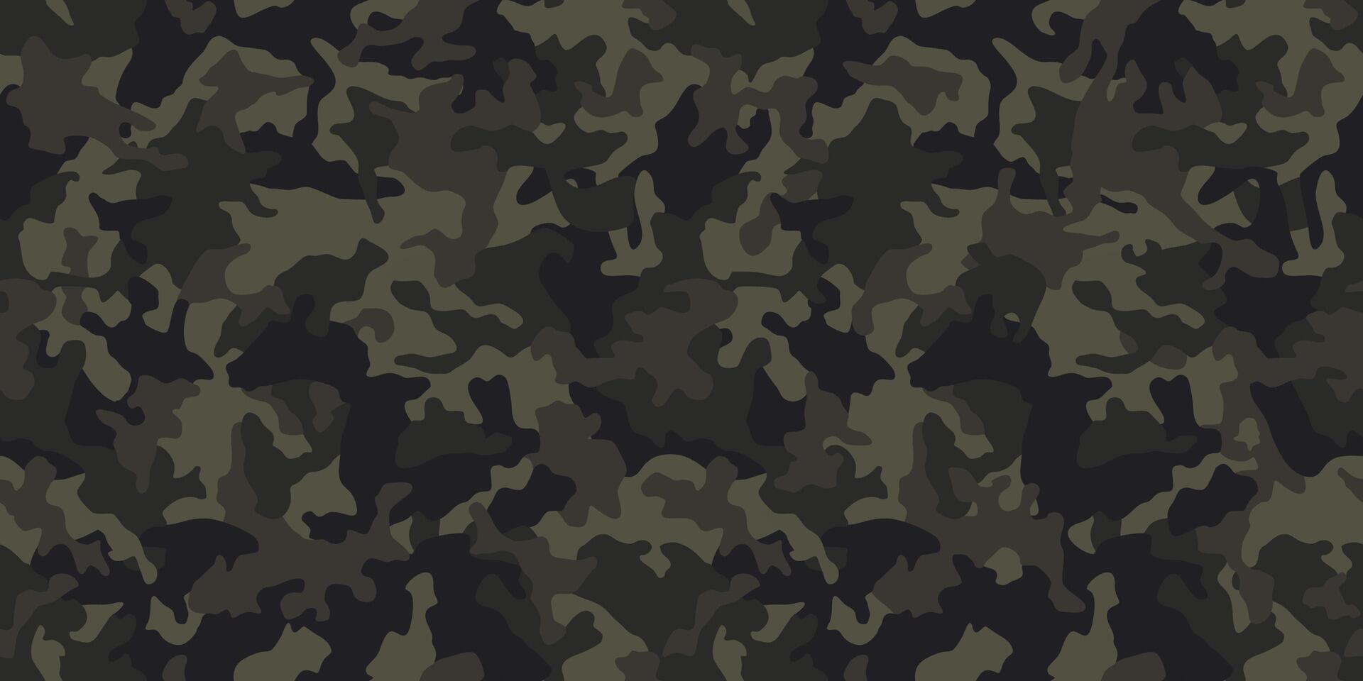 Camouflage pattern, seamless background. Classic military clothing style. Masking camo repeat print. Dark green khaki texture vector