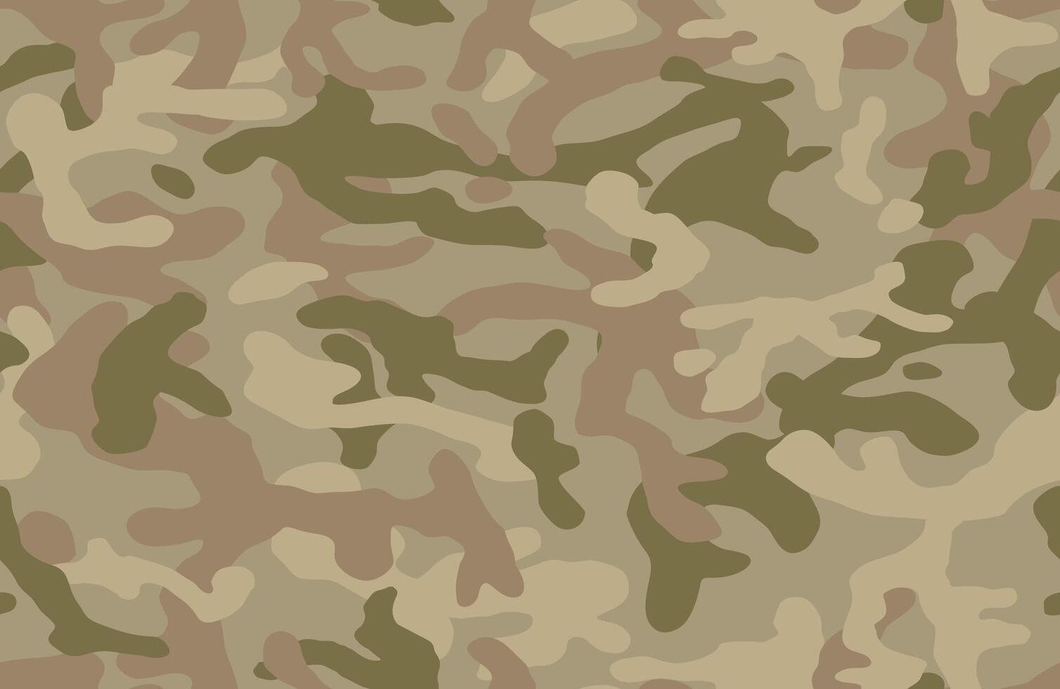Camouflage pattern. Seamless background. Classic clothing style masking camo repeat print. Beige, brown, ocher colors forest texture vector