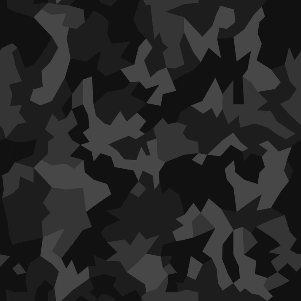 Military camouflage, seamless urban texture. Camo geometric pattern. Black color, fabric hunting vector