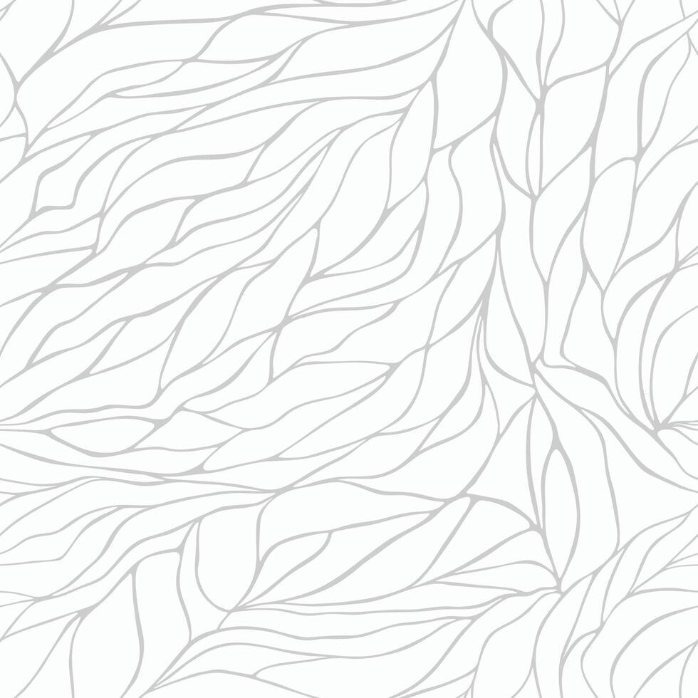 Leaves wave seamless pattern. Floral organic background. line drawn petals wallpaper vector