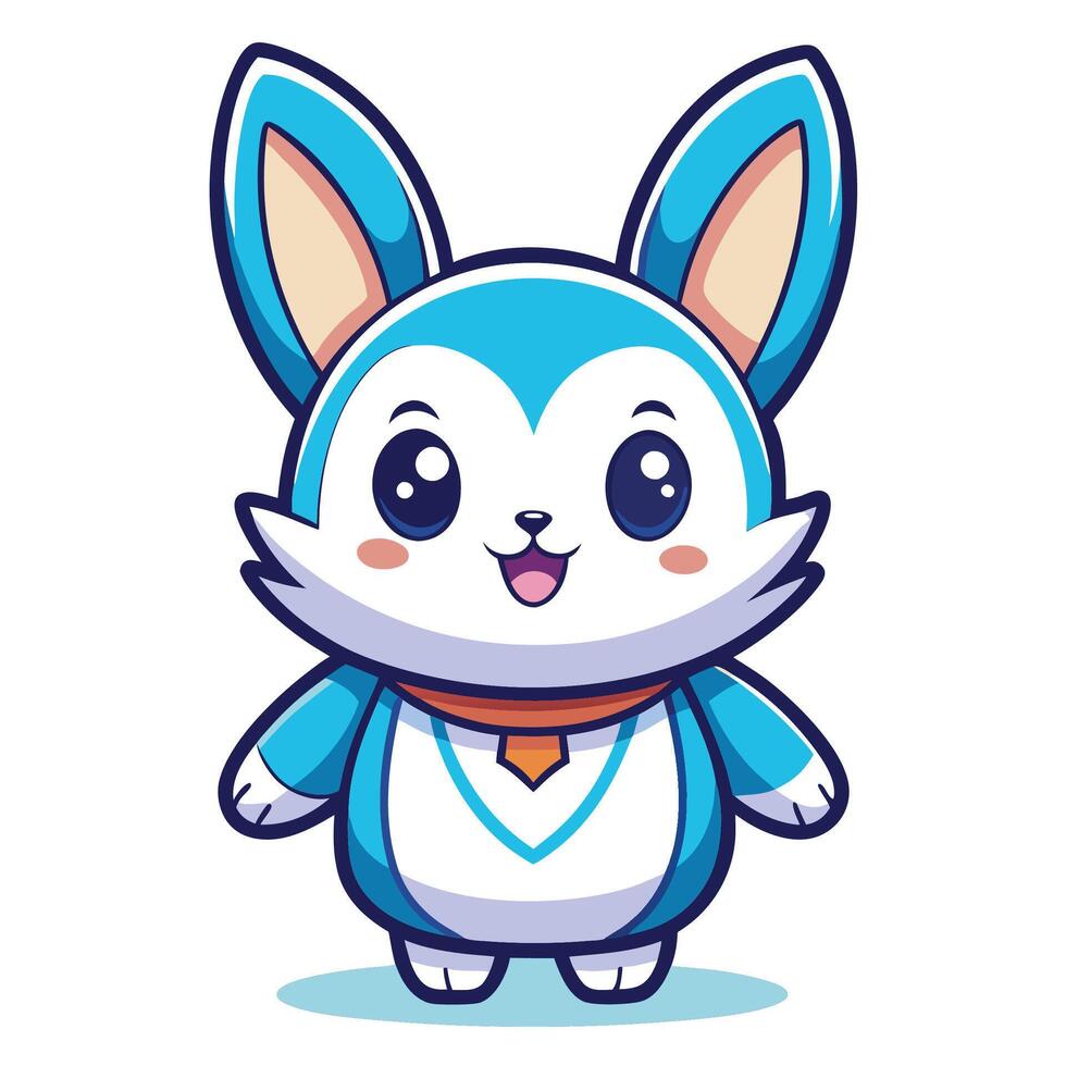 a cartoon blue bunny with big ears vector