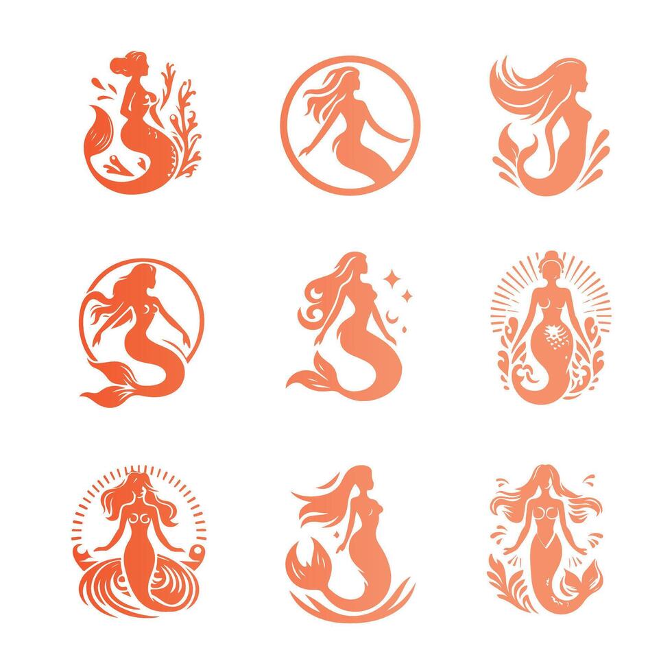 Ariel Mermaid Collection Logo Design vector