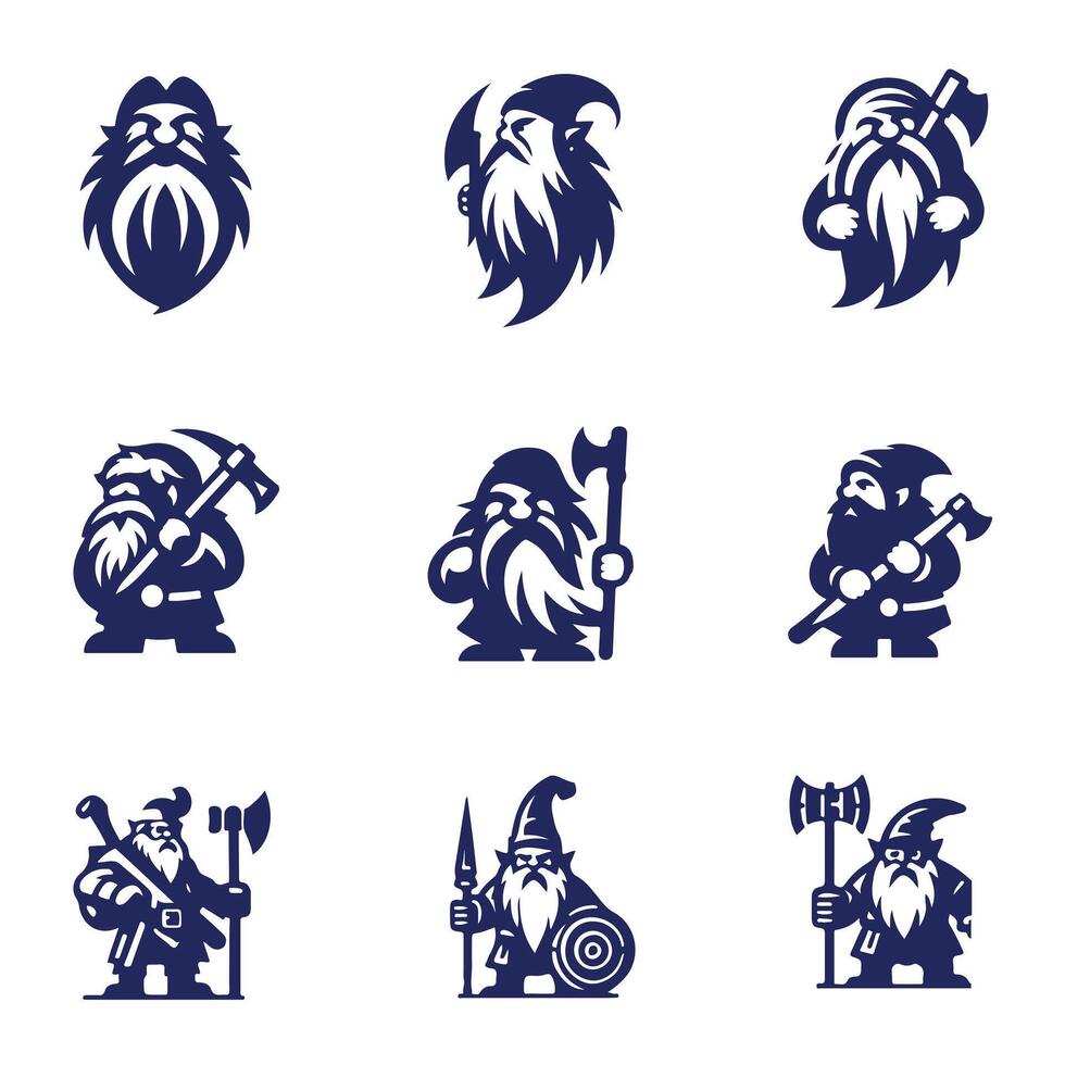 Gimli Dwarf Collection Logo Design vector