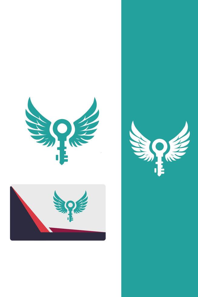 Aerial Unlock Key Wings Logo vector