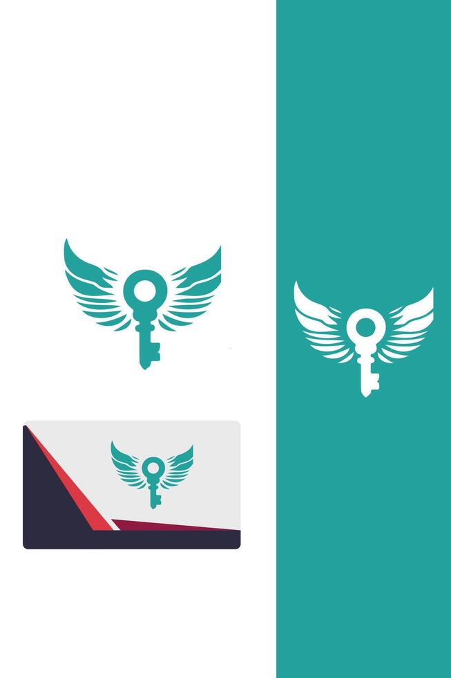 Winged Locks Key Logo vector