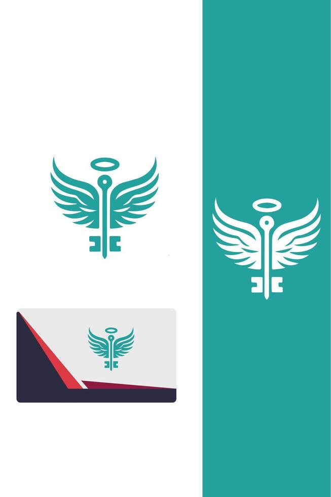 Flight Unlock Innovations Key Wings Logo vector