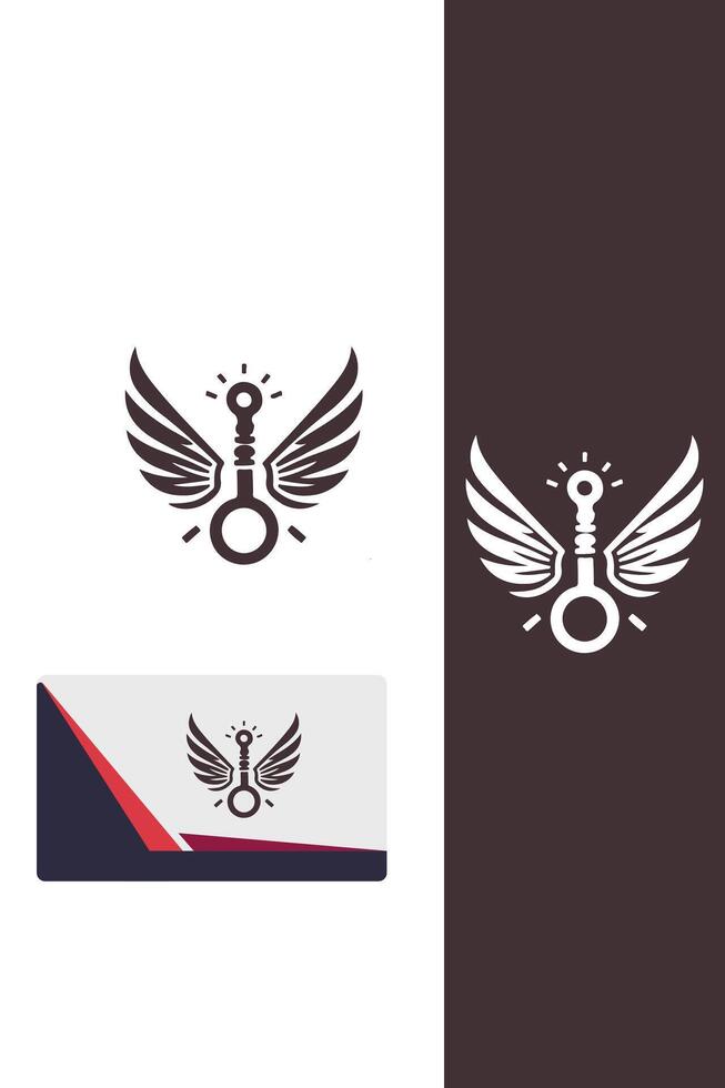 The Unlocking Flight Key Wings Logo Design vector