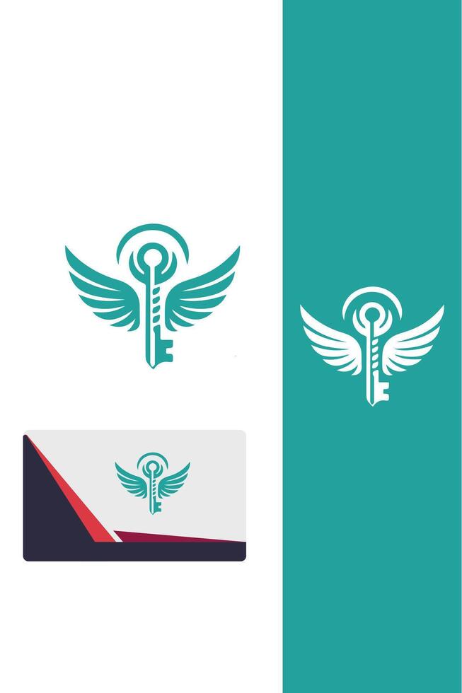 Feather Key Wings Logo vector