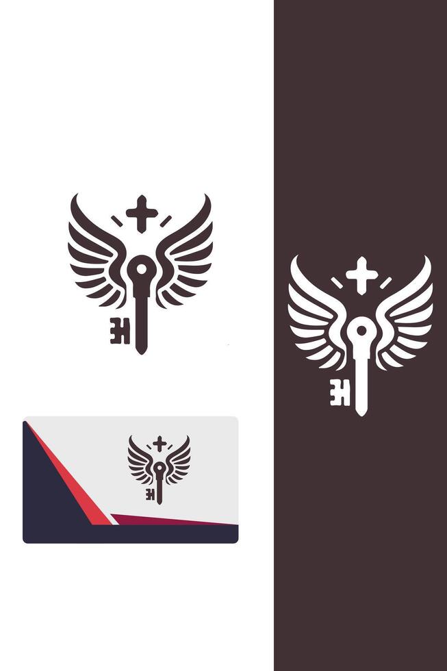 Horizon Key Wings Logo Design vector