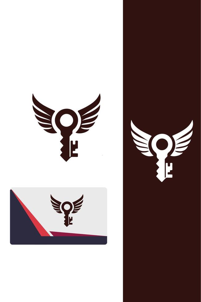 Elevation Key Wings Logo Design vector