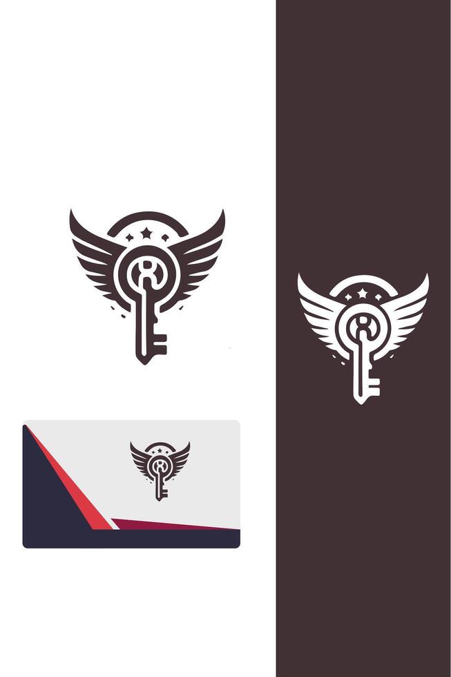 Sky Unlock Key Wings Logo vector