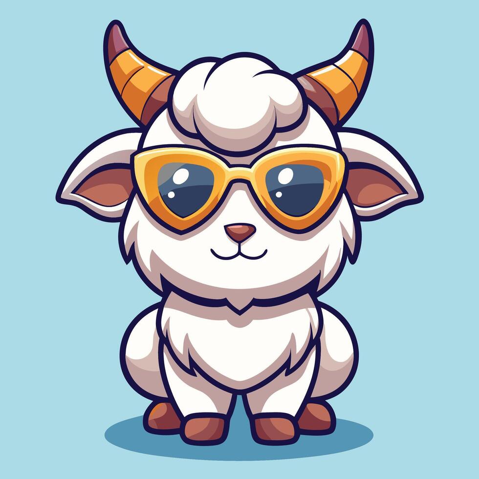 cartoon goat wearing sunglasses and a hat vector