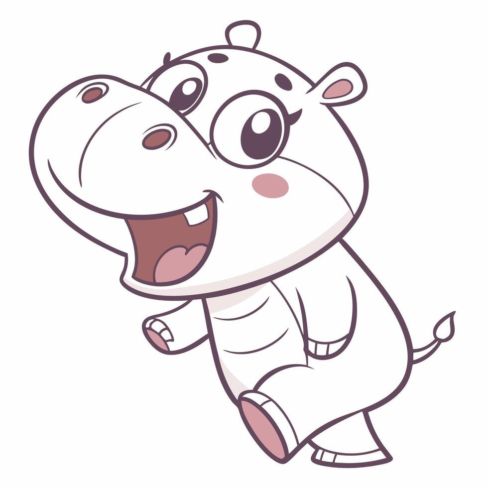 a cartoon hippo is running and smiling vector