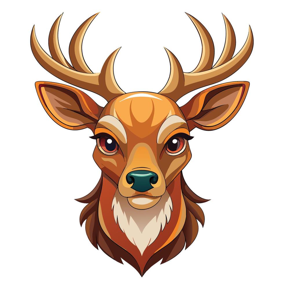 deer head with horns ,antlers white background vector