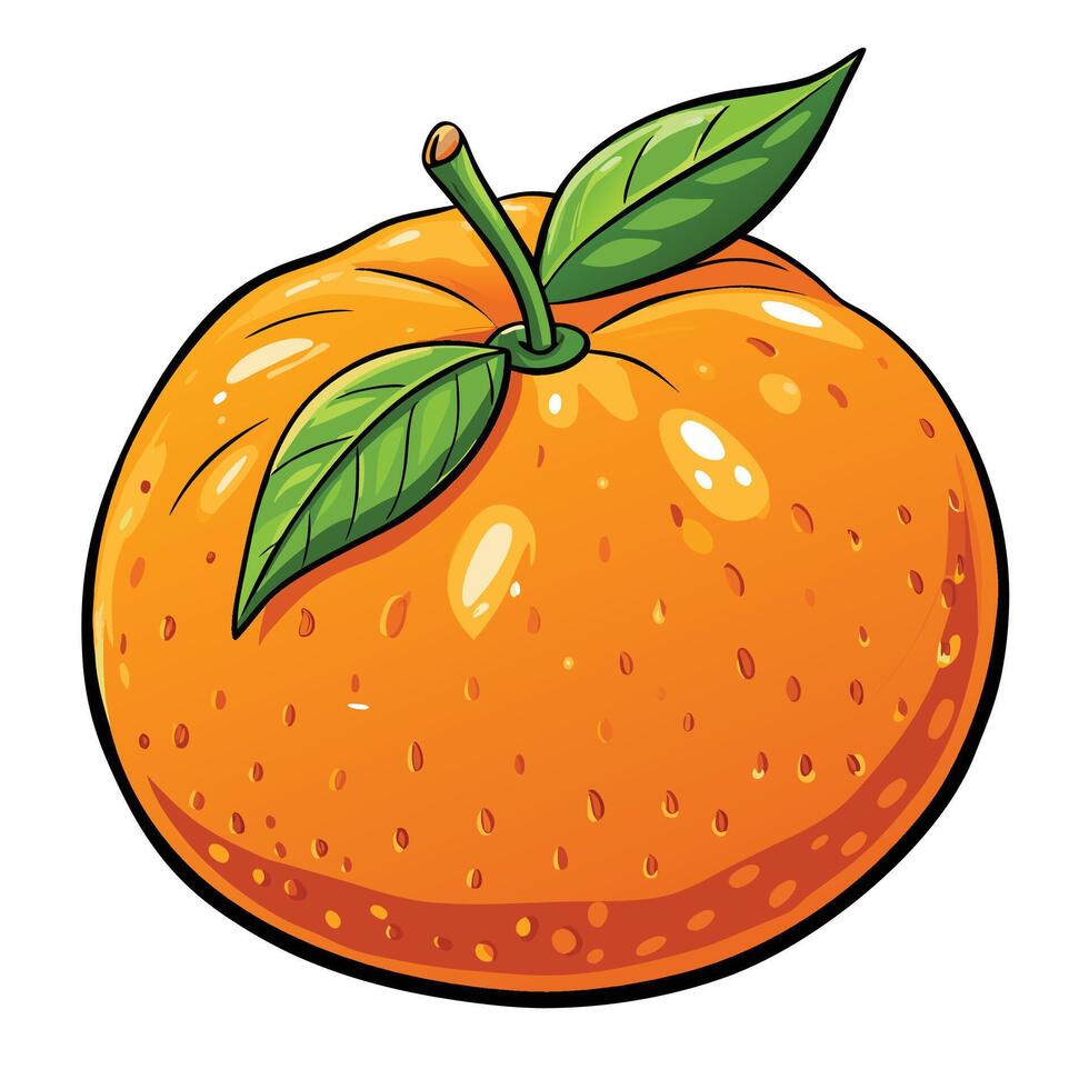 orange with leaves on it is shown vector
