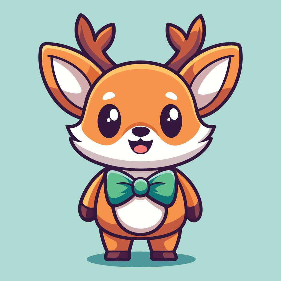 cute deer with bow tie illustration vector