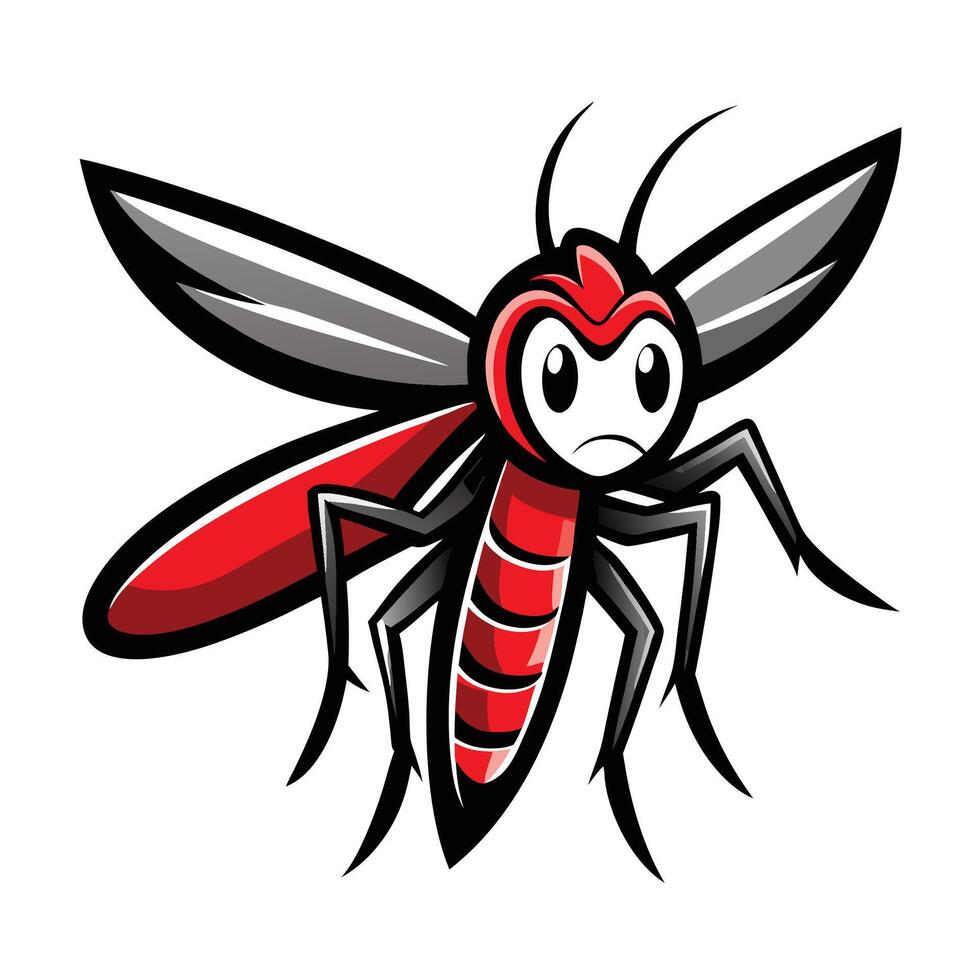 a cartoon mosquito with red and black wings vector