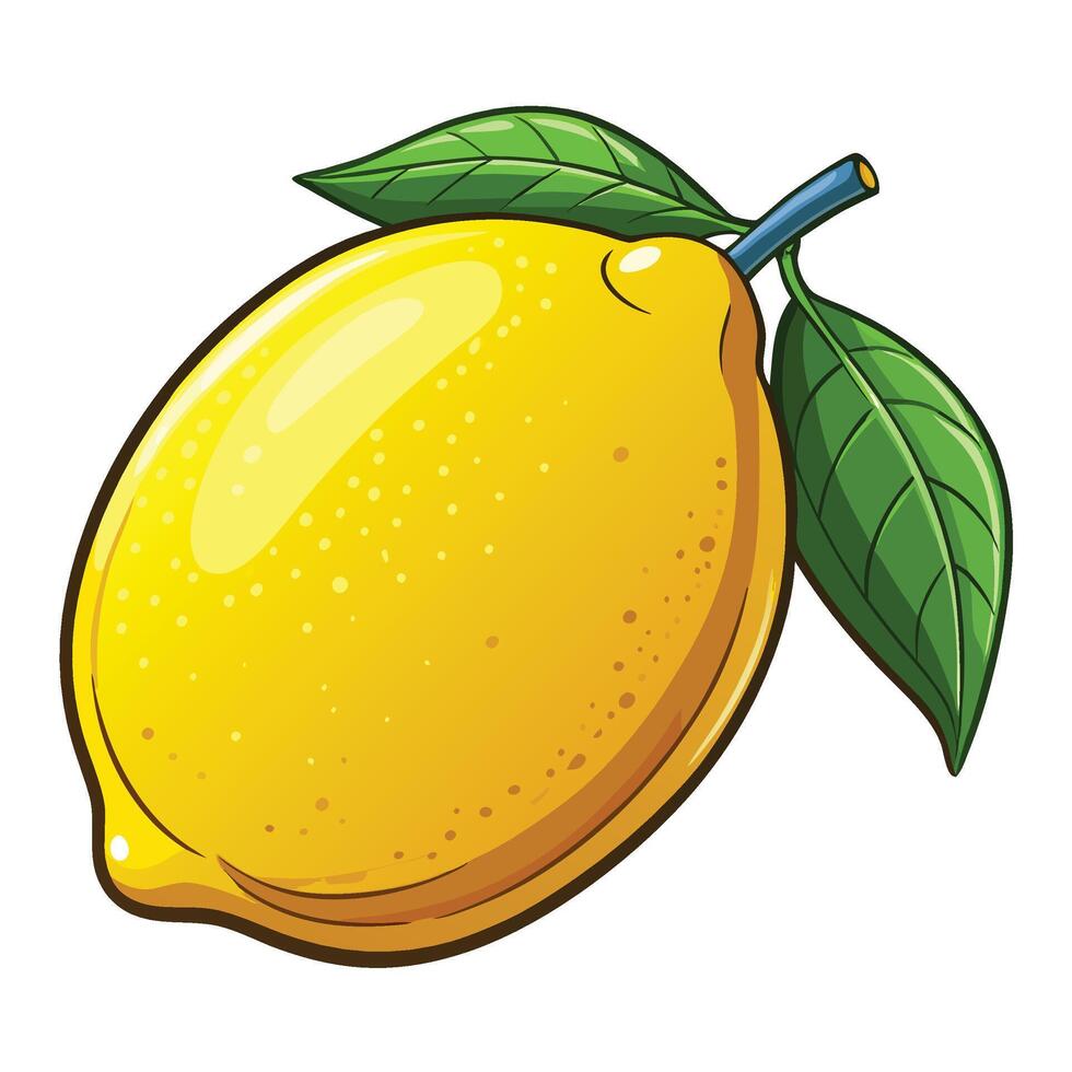 a lemon with leaves on it vector