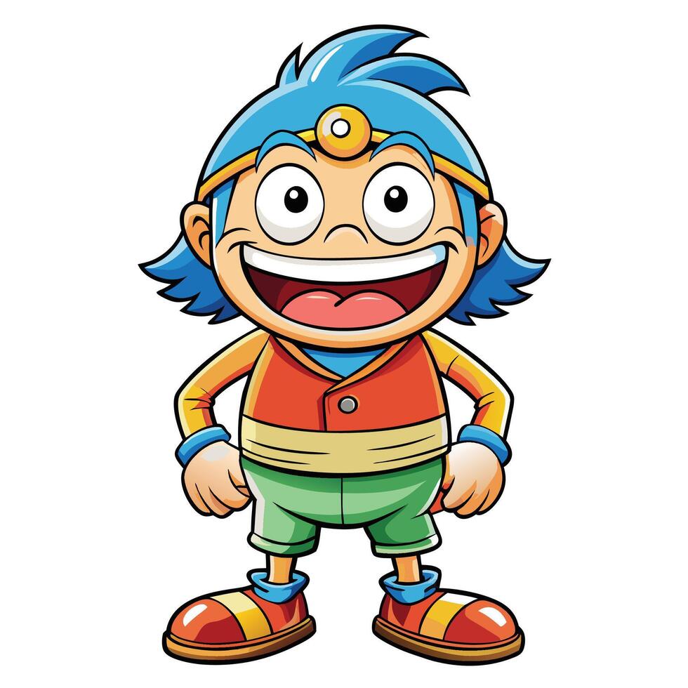 cartoon character with blue and blue eyes vector